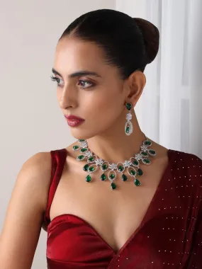 Emerald Broad Necklace With Earring