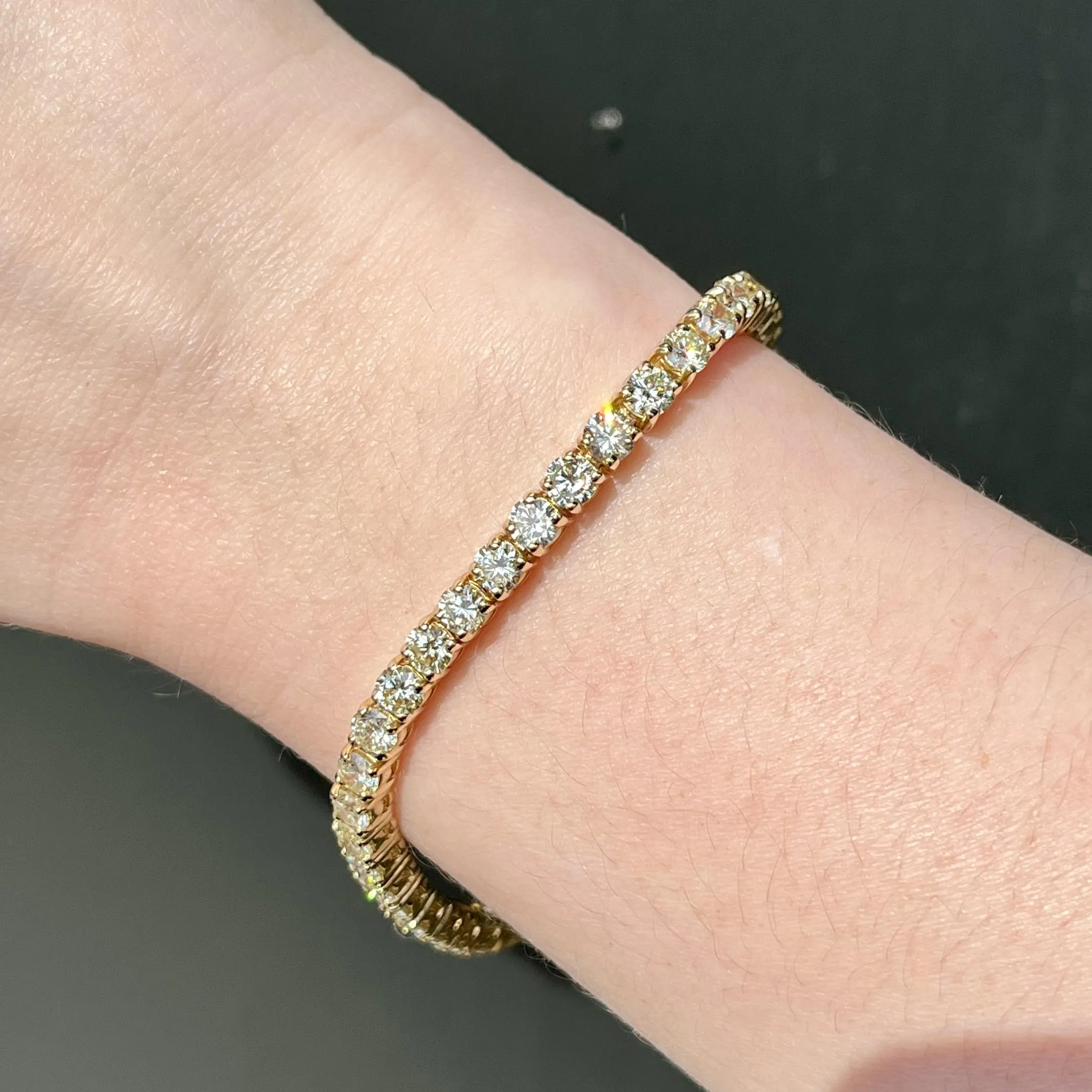 14k Yellow Gold 9.20 CTW Diamond Tennis Bracelet