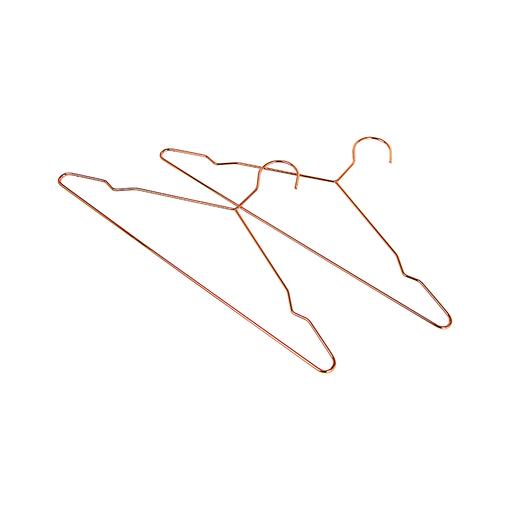 16.5" Rose Gold Shiny Metal Wire Coat Suit Top Clothes Hangers 60pcs