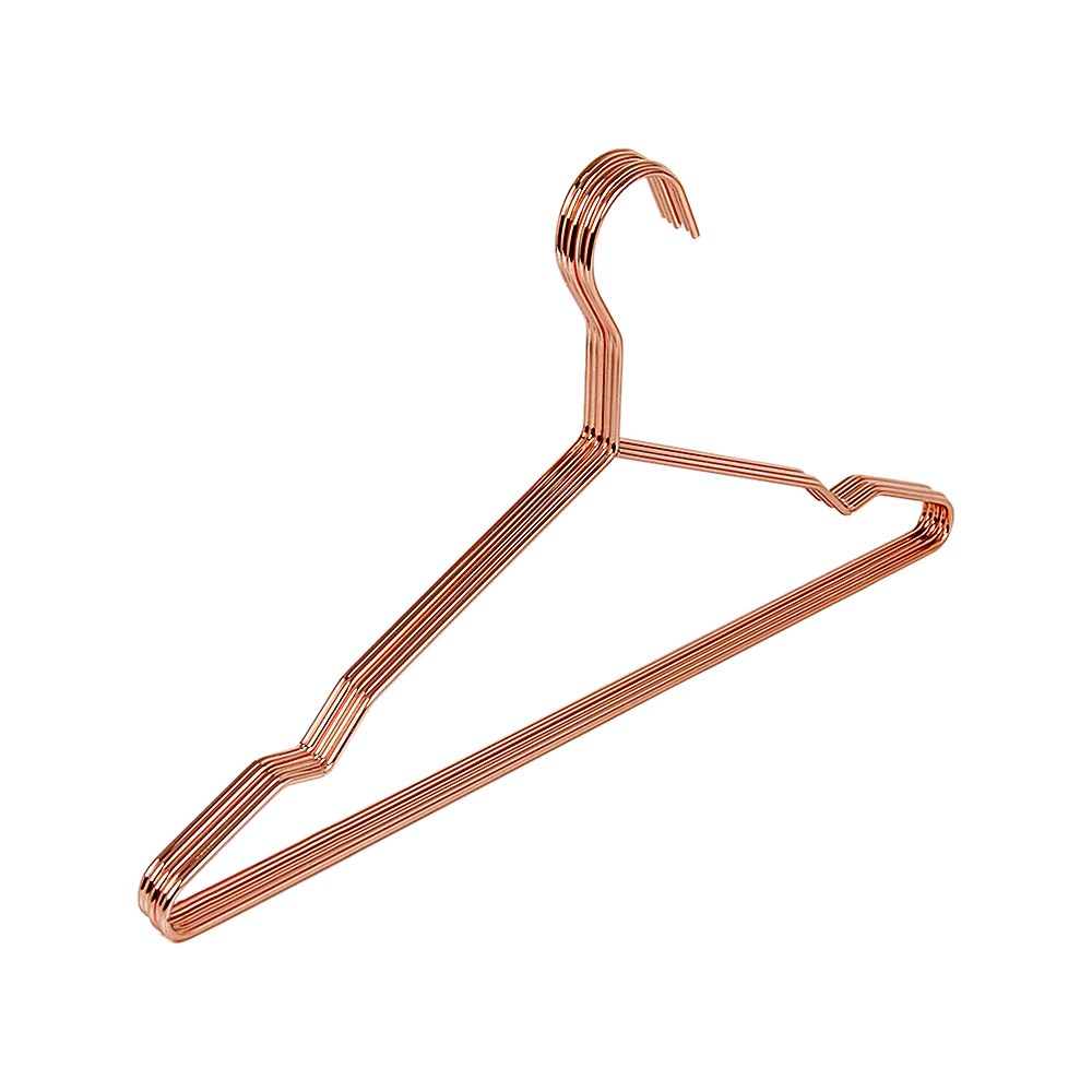 16.5" Rose Gold Shiny Metal Wire Coat Suit Top Clothes Hangers 60pcs