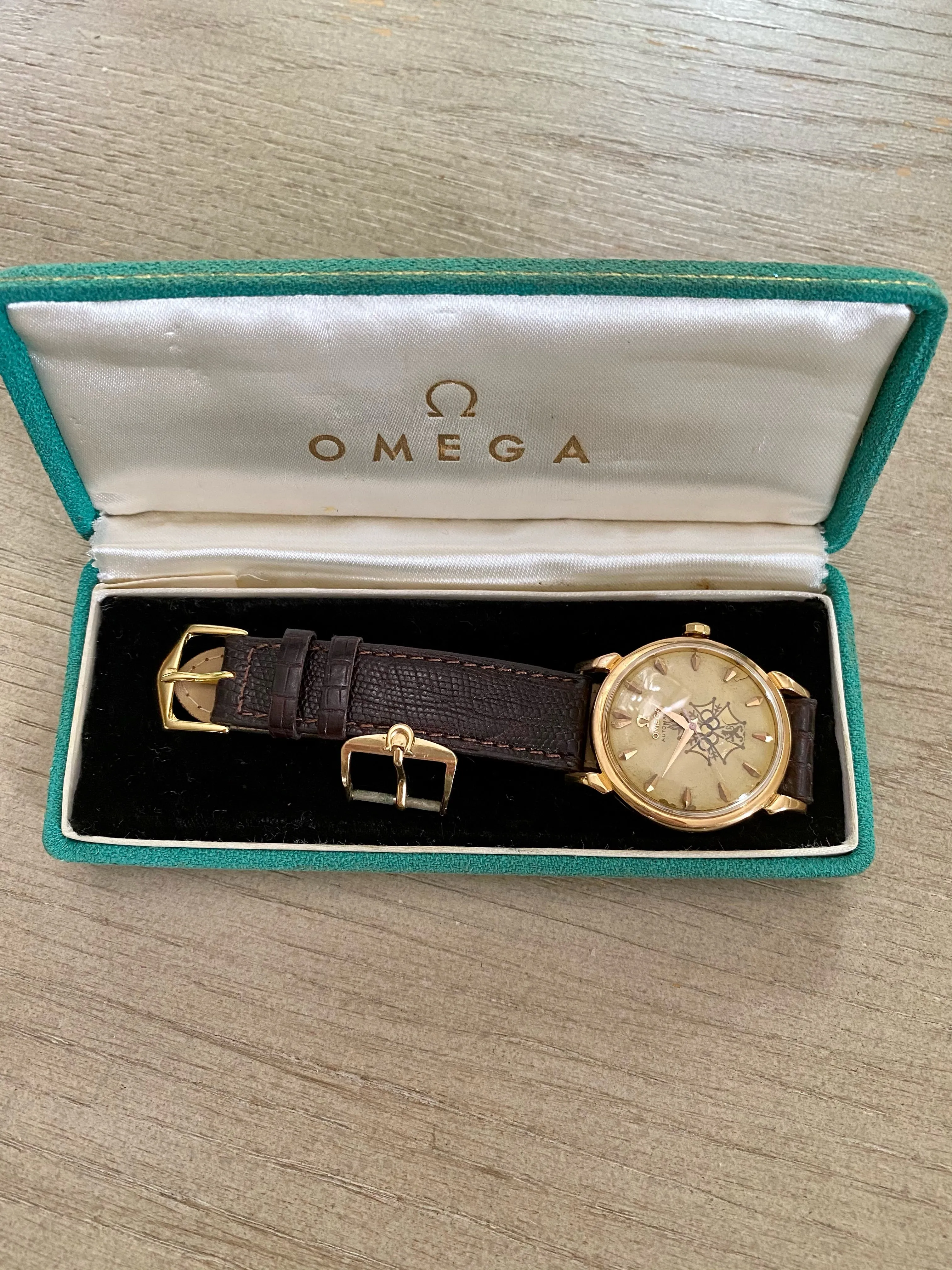 1956 Omega Seamaster Olympic XVI Mens Vintage 18K Rose Gold Watch - Very Rare Cross of Merit Dial