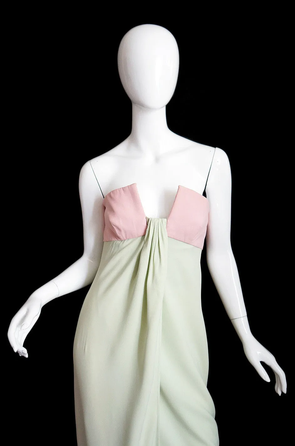 1965 Valentino Silk Pink & Mint Gown