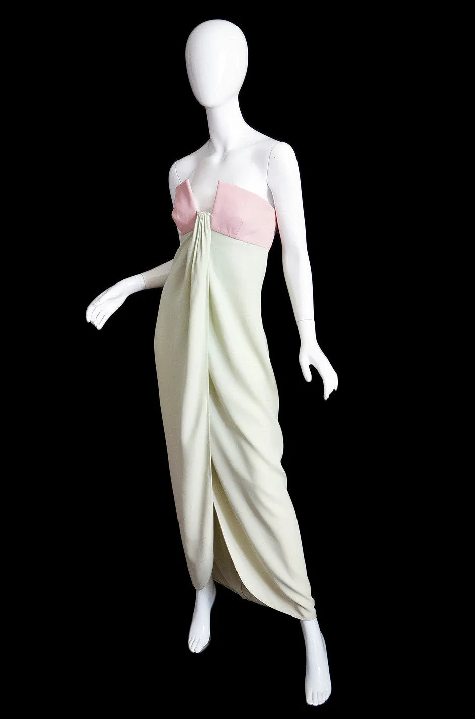 1965 Valentino Silk Pink & Mint Gown