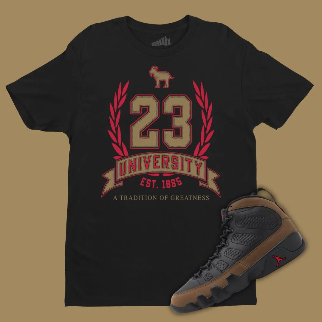 23 University T-Shirt Matching Jordan 9 Olive