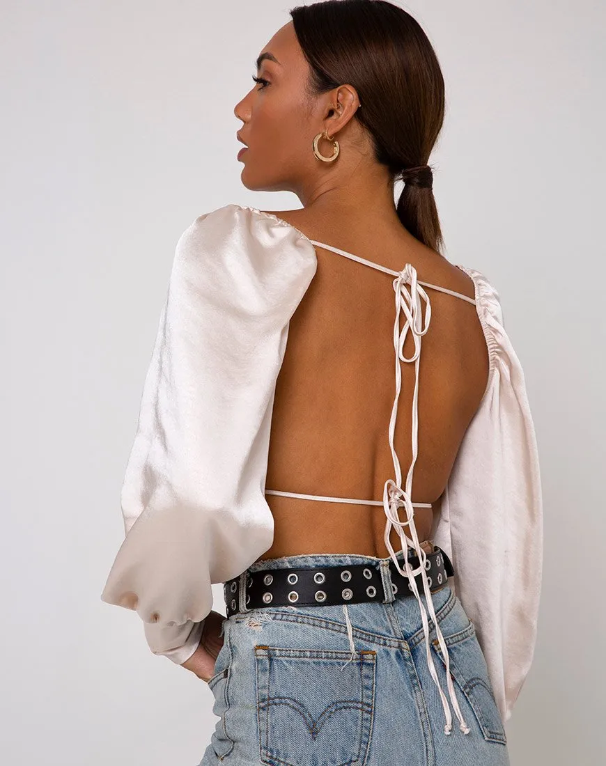 Adoria Crop Top in Satin Ivory