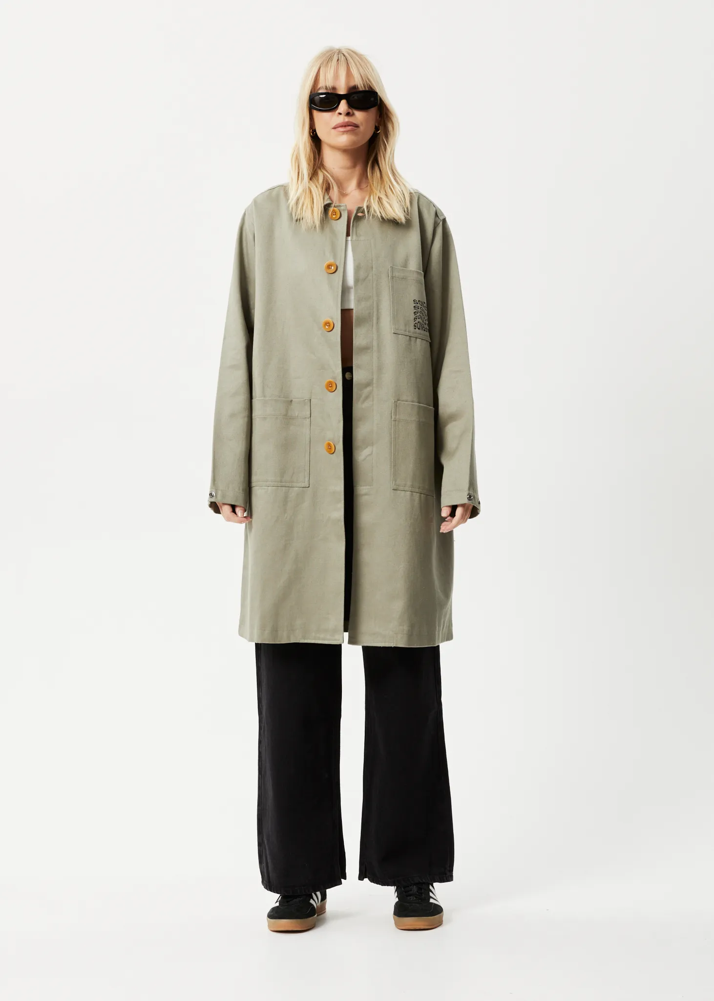 AFENDS Unisex Oracle - Trench Coat - Olive