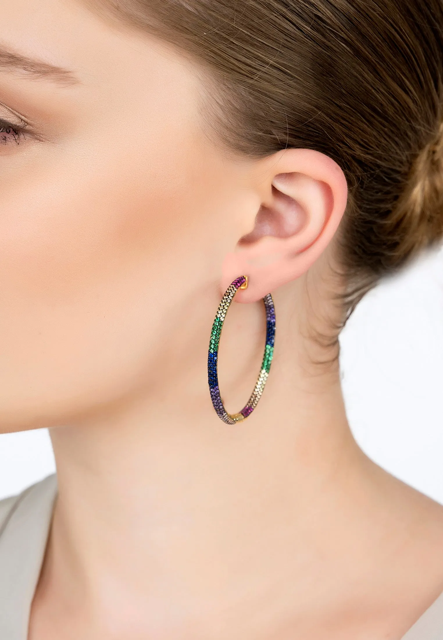 Astoria Hoop Earrings Rainbow Gold