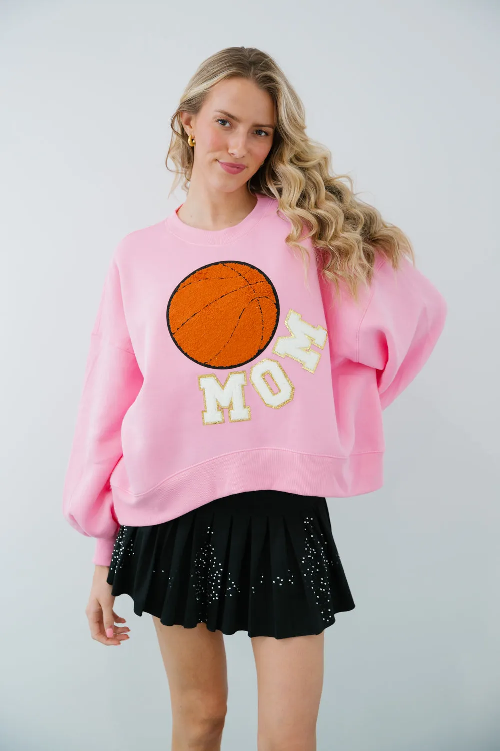 BASKETBALL MOM PINK PULLOVER