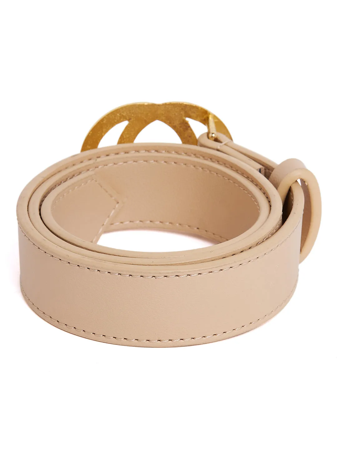 Berrylush Women Solid Cream Smart Casual Slim Regular Belt