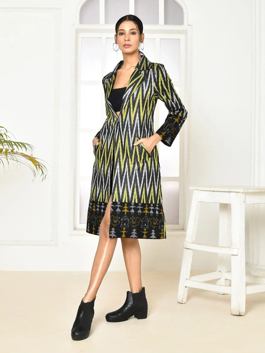 Bia Handloom Cotton Black Trench Coat