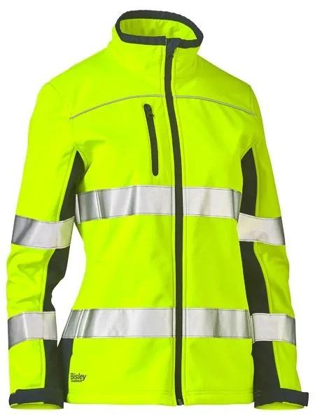 Bisley Womens Hi Vis 2 Tone Soft Shell Jacket c/w 3M Reflective Tape BJL6059T