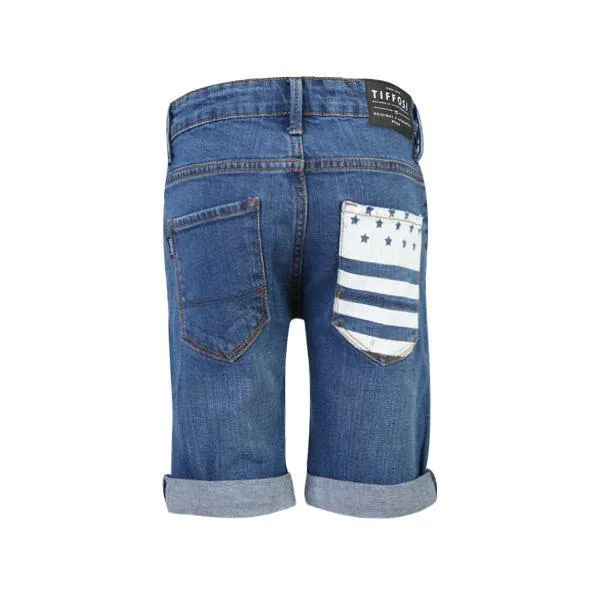 BLUE DENIM TURN UP SHORTS WITH POCKET DETAIL FOR BOYS