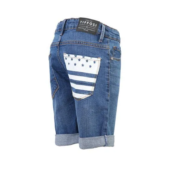 BLUE DENIM TURN UP SHORTS WITH POCKET DETAIL FOR BOYS