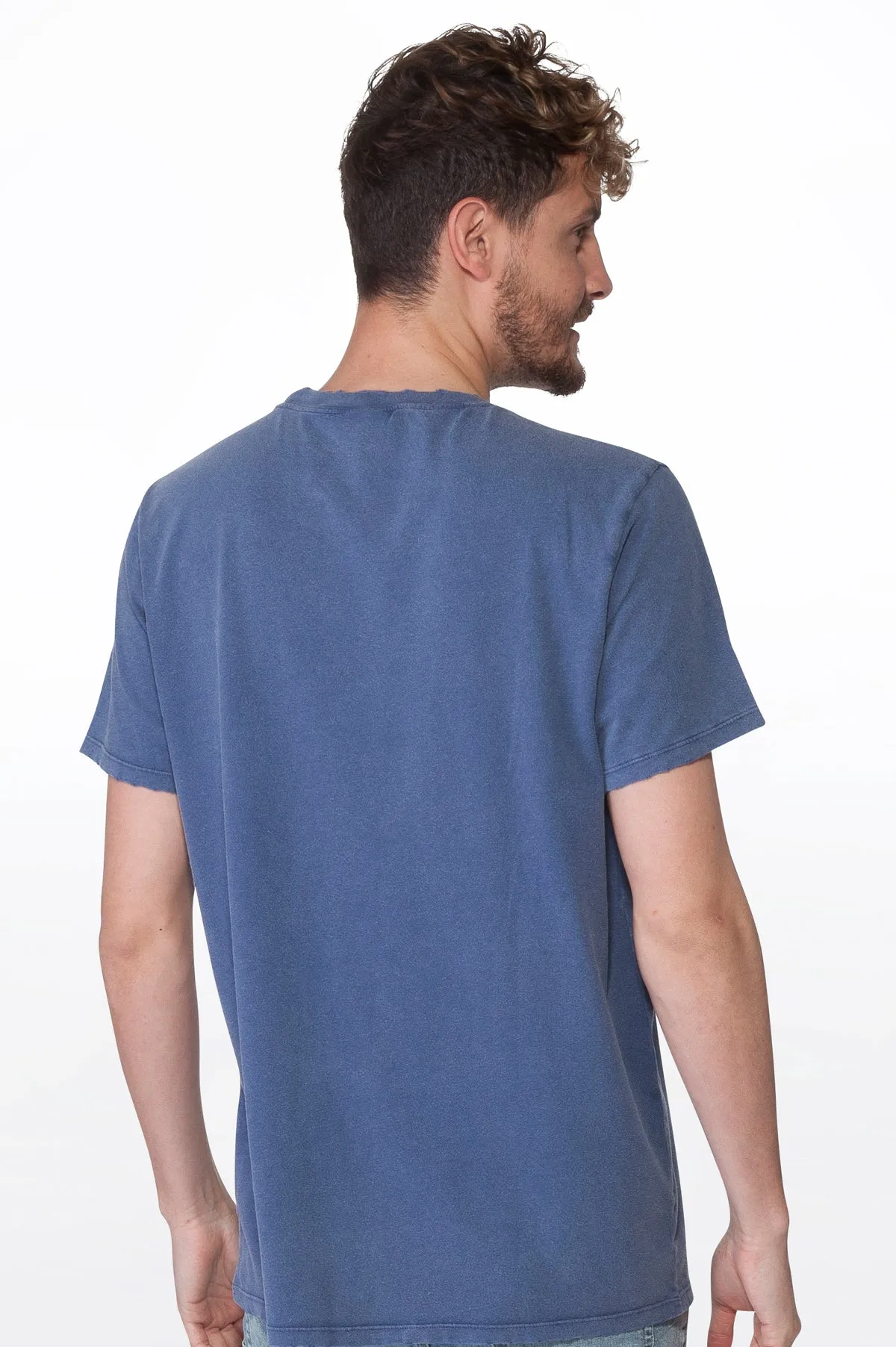 Blue Men's Washed Crew Tee