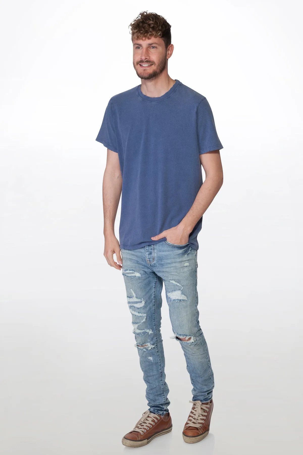 Blue Men's Washed Crew Tee