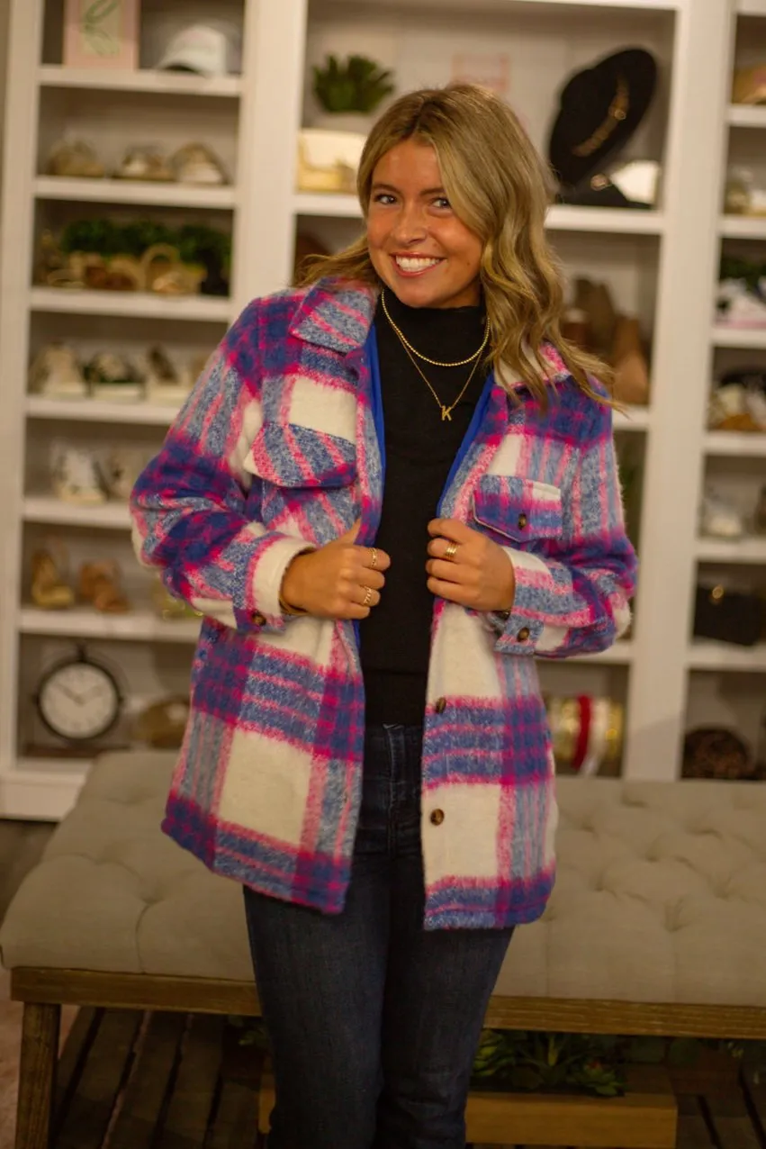 Blue, Pink, & White Plaid Shacket