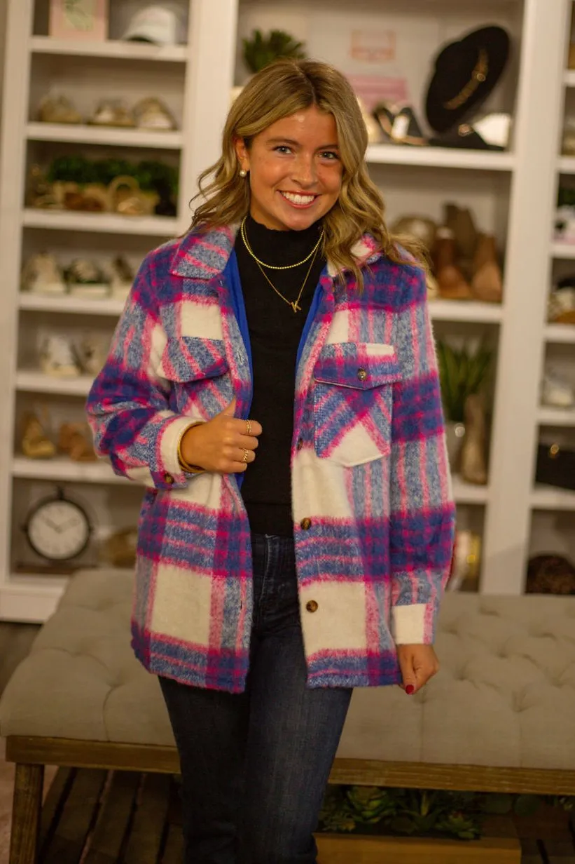 Blue, Pink, & White Plaid Shacket