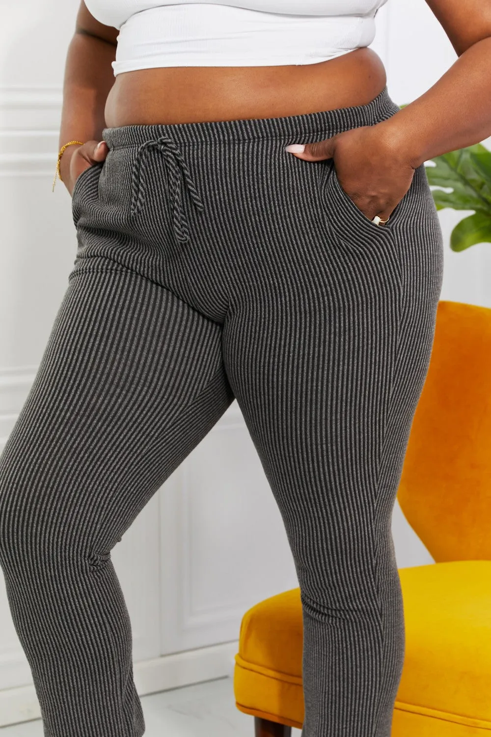 Blumin Apparel Dark Gray Ribbed Joggers