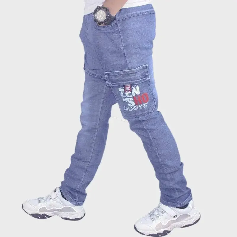 Boys Jeans Casual Pants Straight Stretch