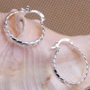 Braid Motif Silver Hoop Earrings for Women by Feshionn iOBI