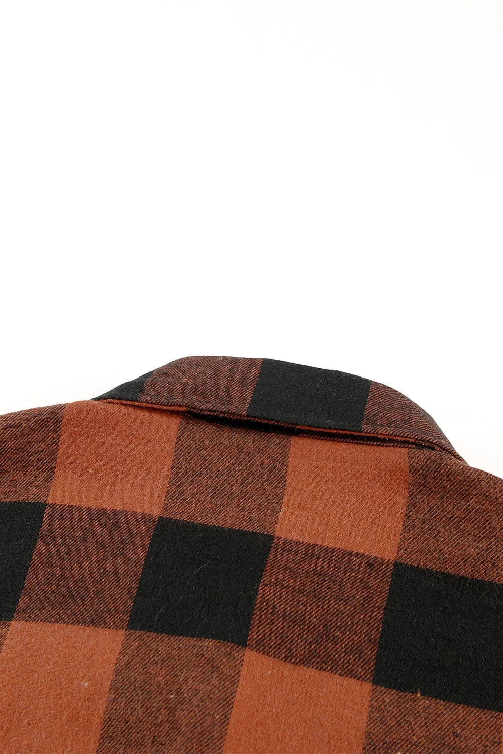 Brown & Black Plaid Collared Botton Down Long Shirt Shacket