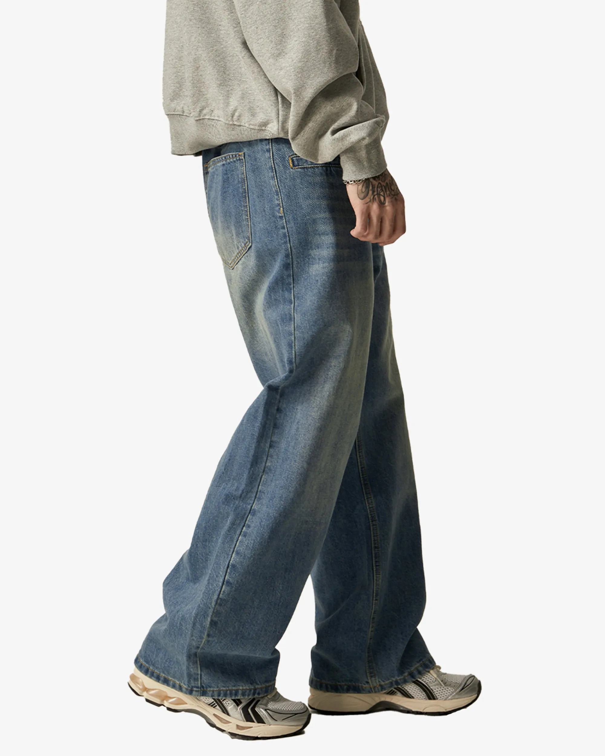 Casual Wide Leg Light Wash Straight Jeans