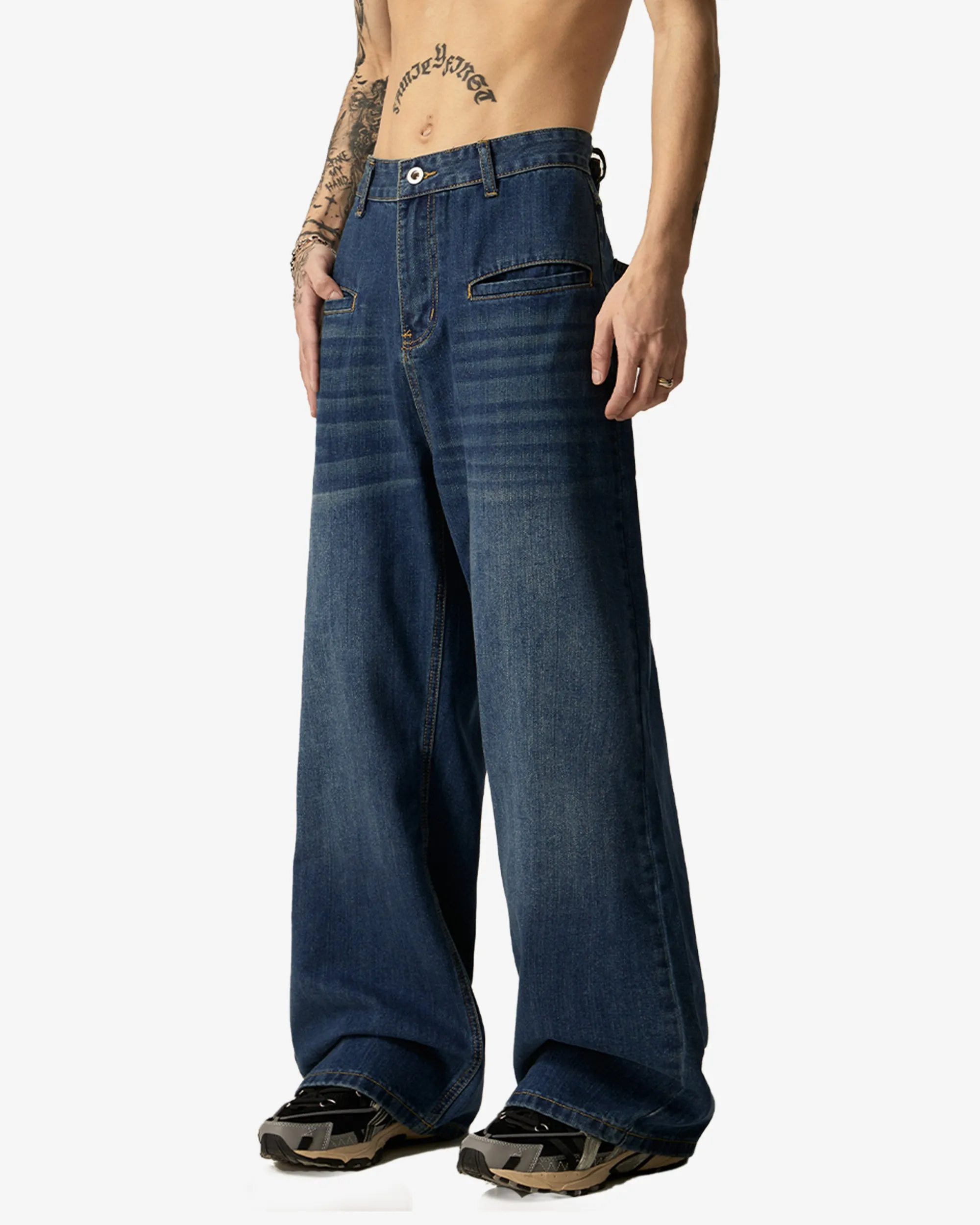 Casual Wide Leg Light Wash Straight Jeans