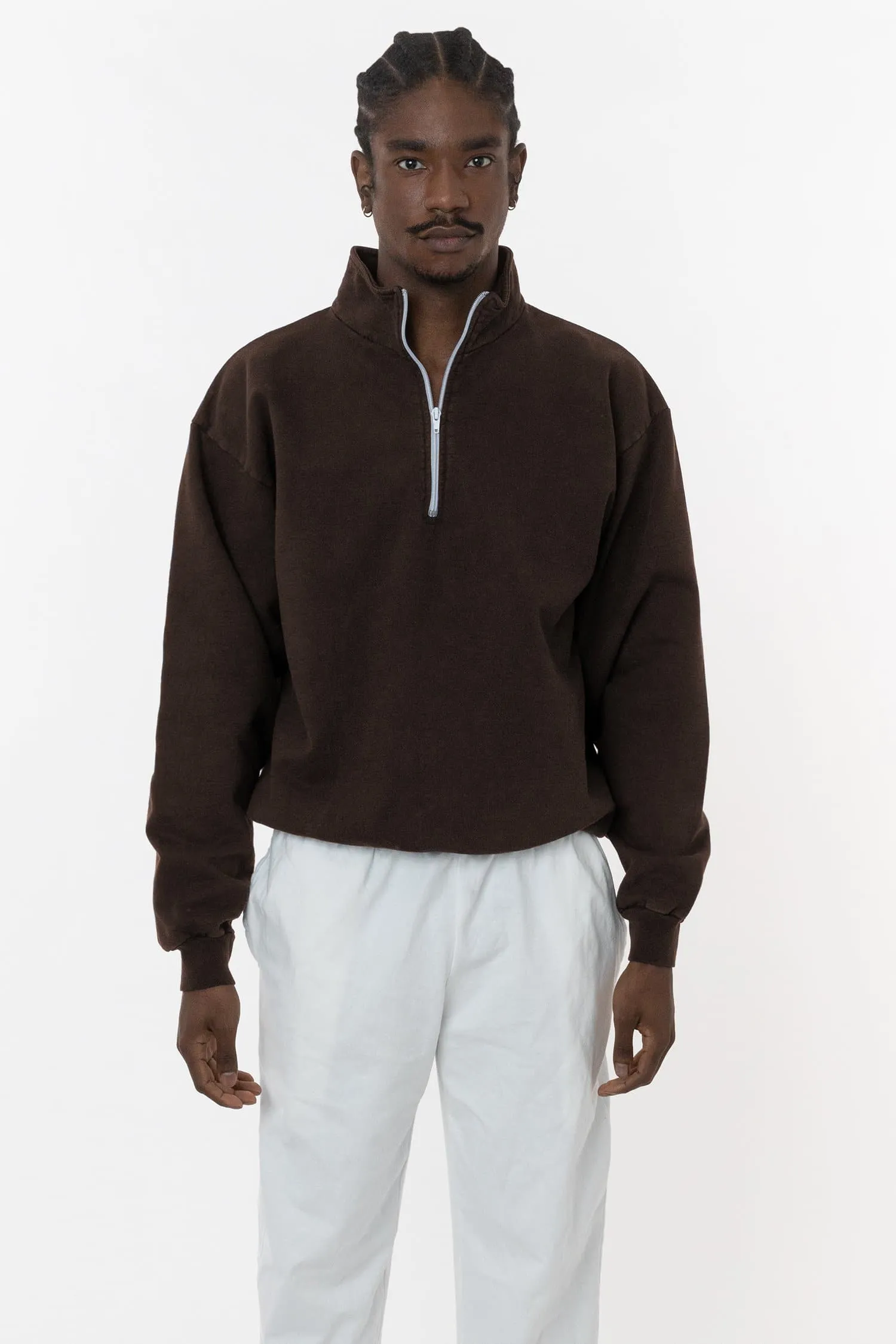 CF408GD - 10 oz. Garment Dye Cotton Fleece Half Zip Pullover