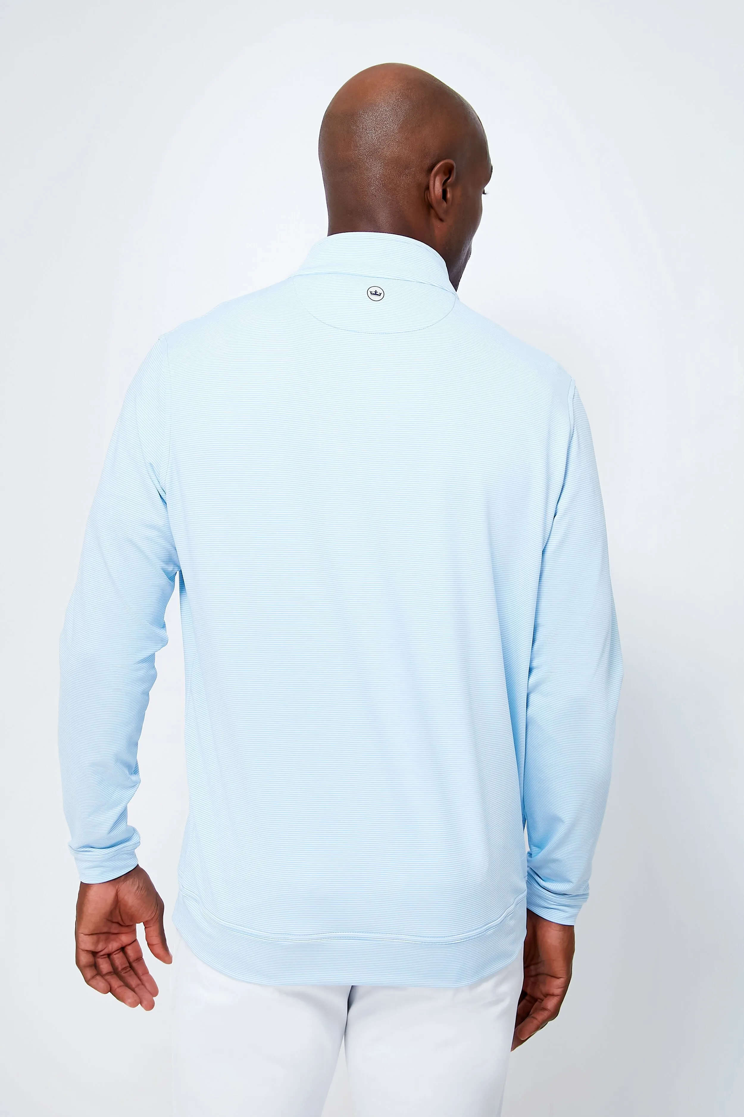 Cottage Blue Perth Sugar Stripe Performance Quarter-Zip