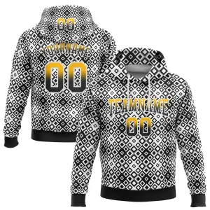 Custom Stitched White Gold-Black Fade 3D Pattern Design Geometric Square Shapes Sports Pullover Sweatshirt Hoodie