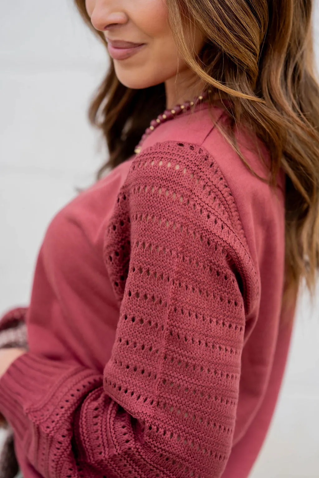 Cutout Sleeve Solid Body Sweater