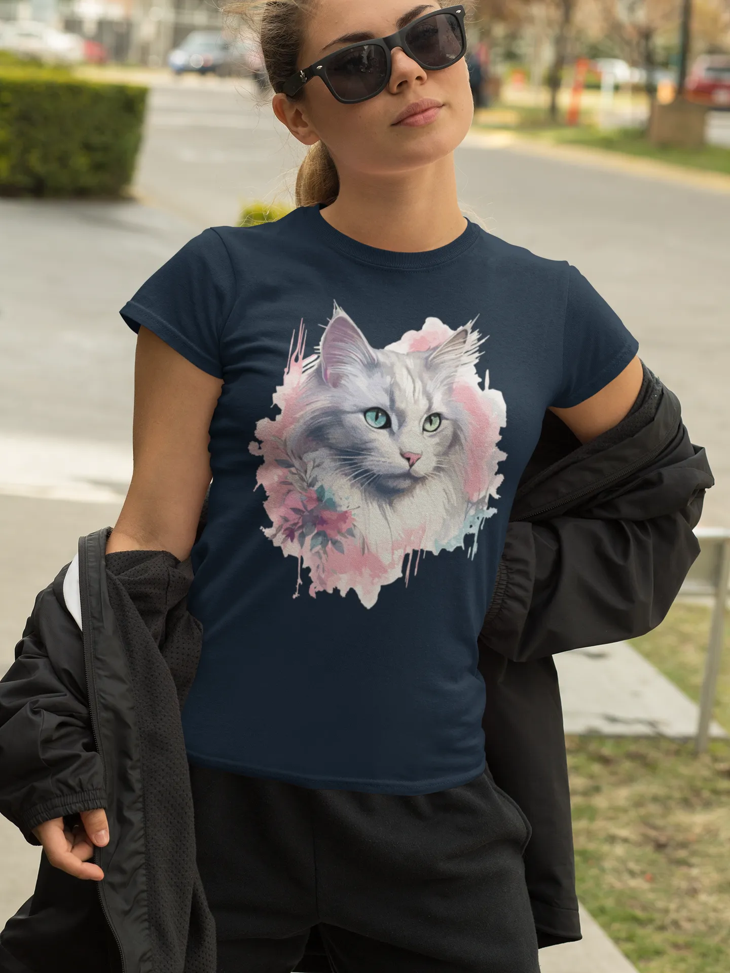 Damen T-Shirt mit Katzenmotiv "Heterochromia Cat"