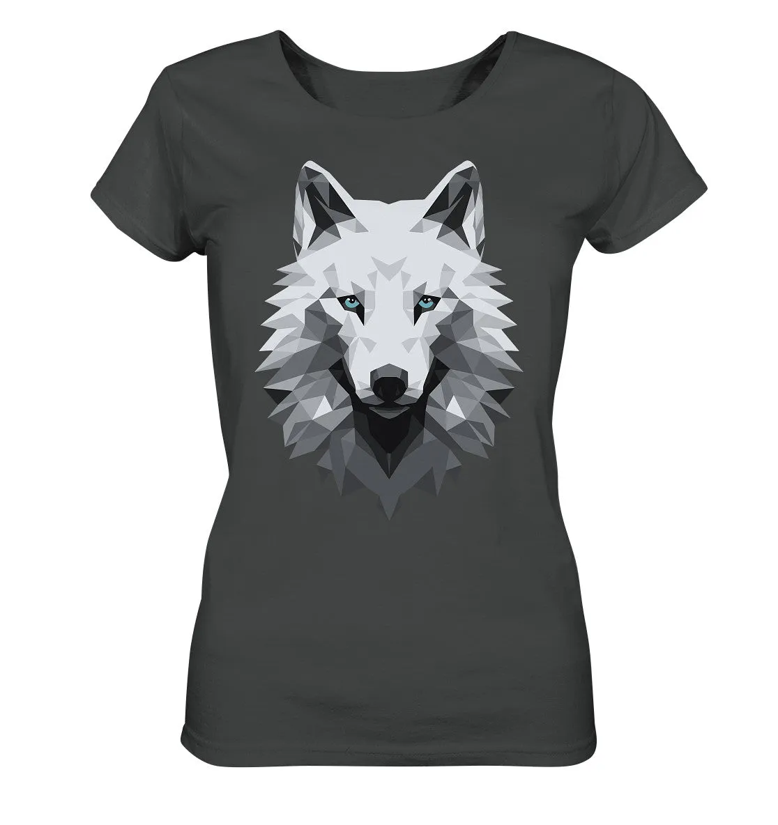 Damen T-Shirt mit Wolfmotiv "Polygon Weißer Wolf"