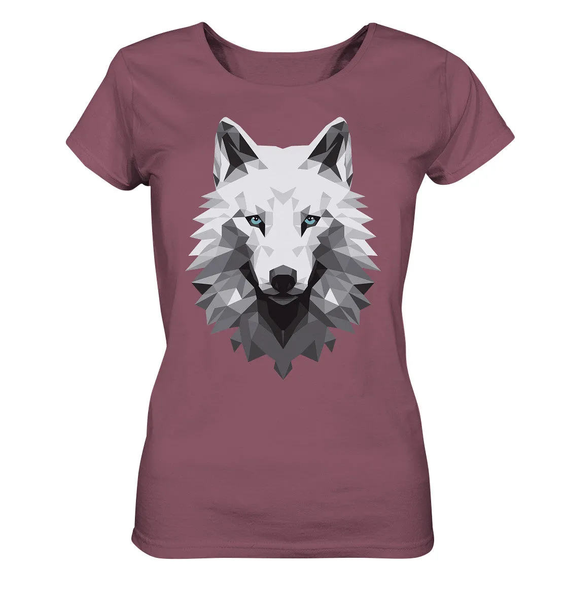 Damen T-Shirt mit Wolfmotiv "Polygon Weißer Wolf"