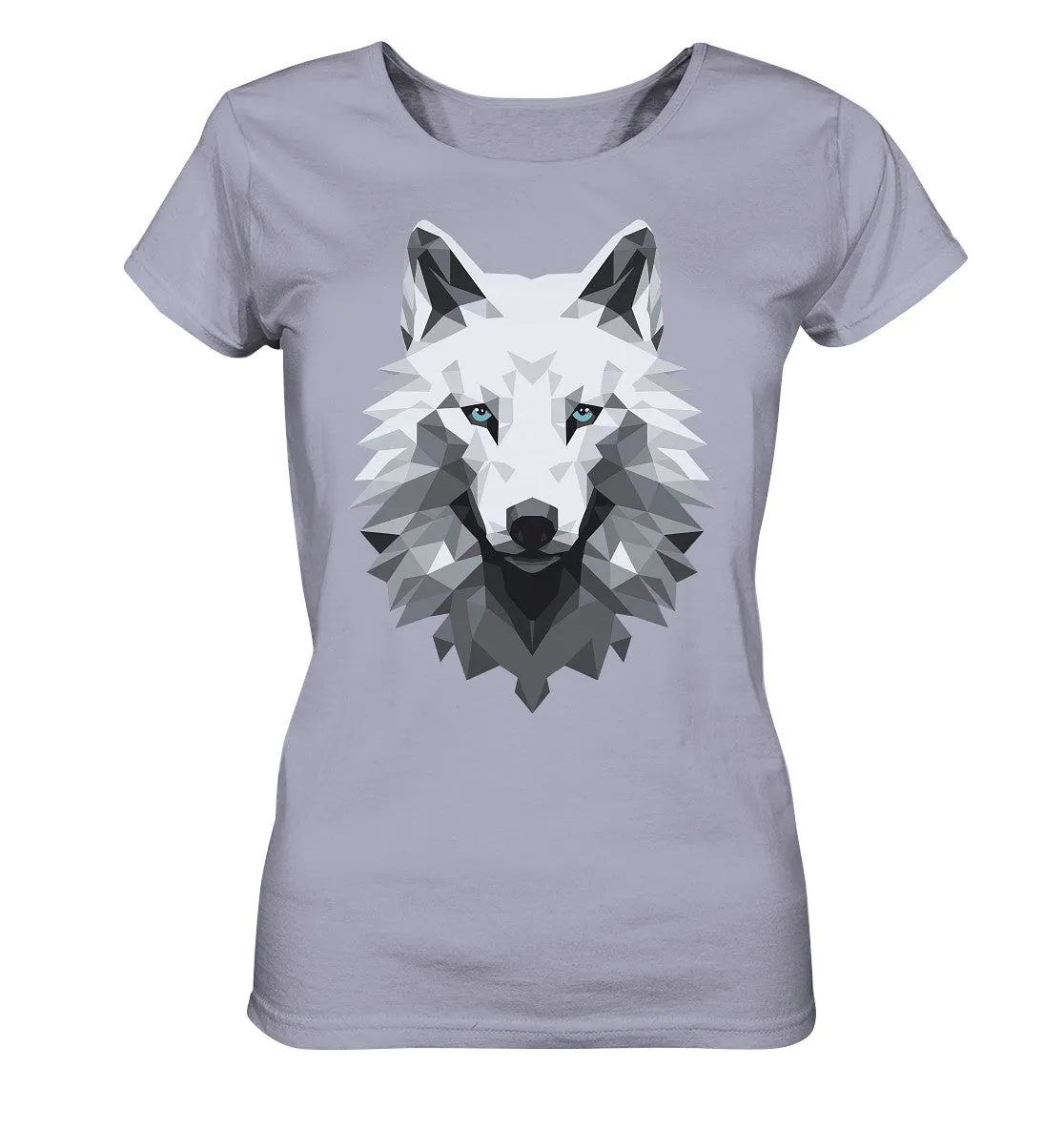 Damen T-Shirt mit Wolfmotiv "Polygon Weißer Wolf"