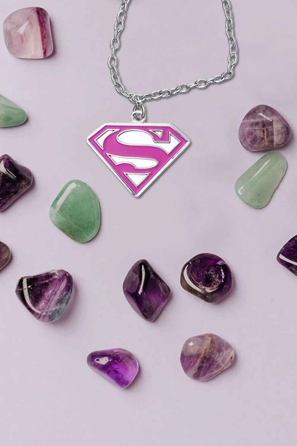 DC Comic Super girl Pink Pendant & Chain