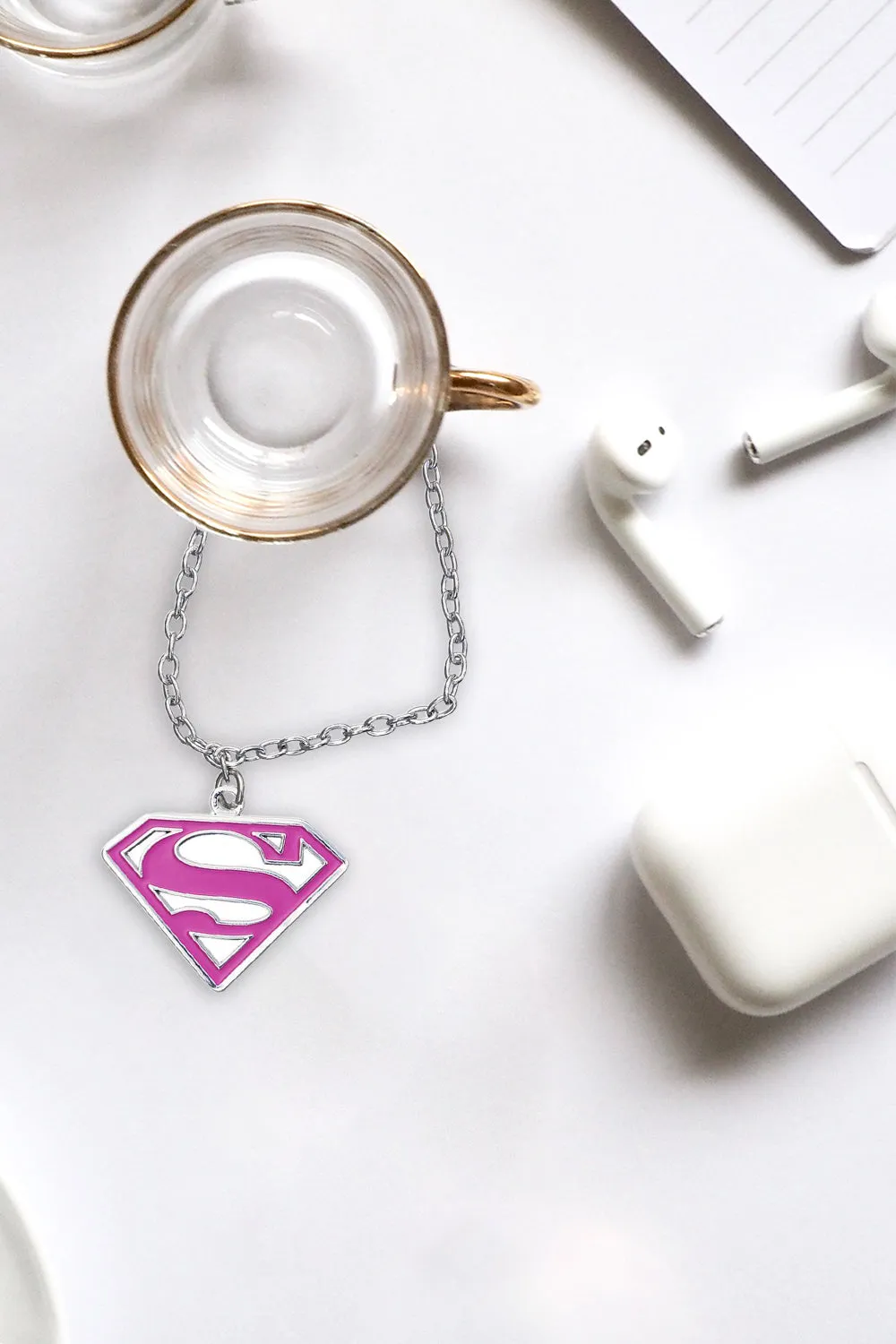 DC Comic Super girl Pink Pendant & Chain