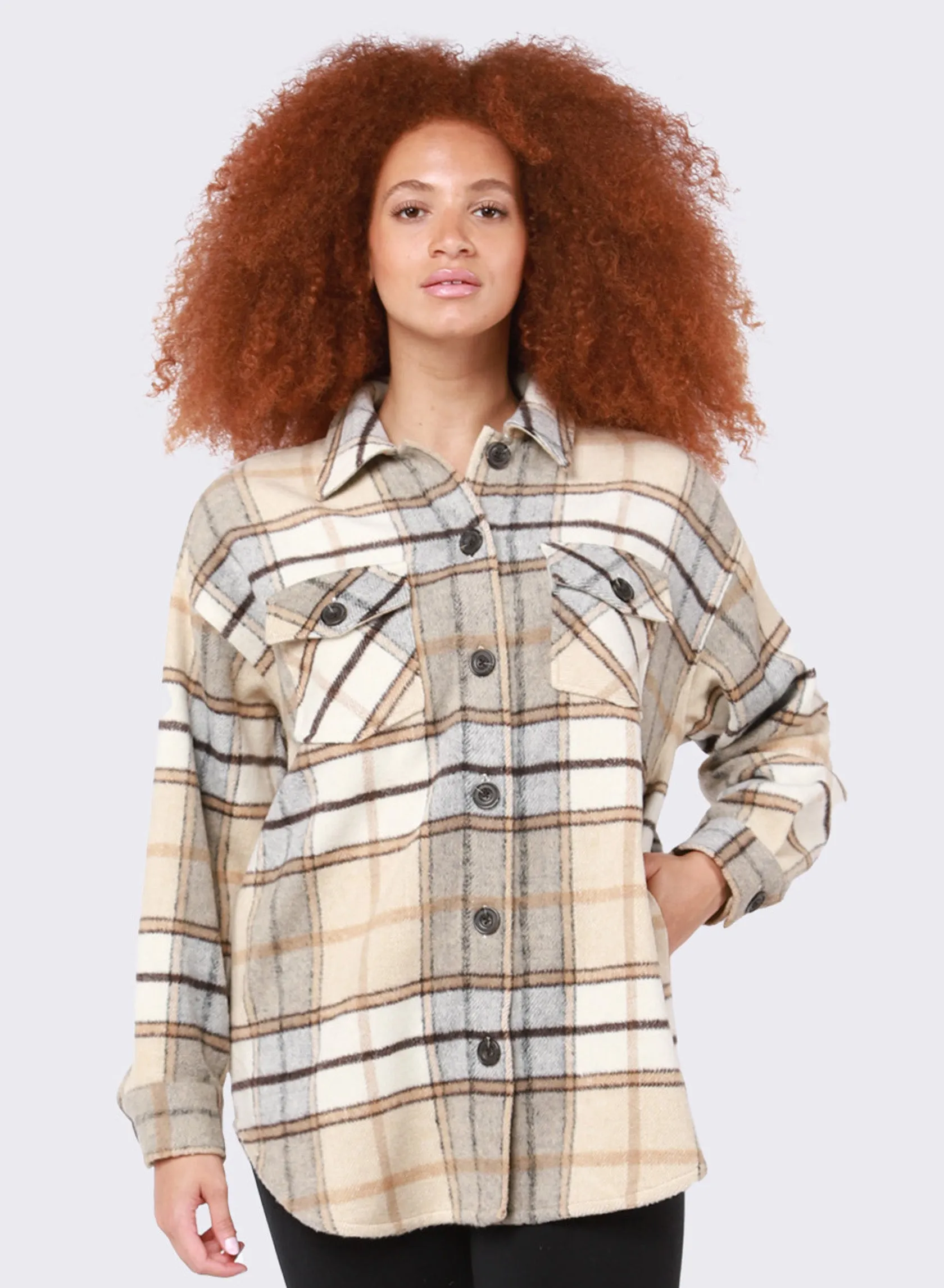 Dex Claudia Plaid Snap Front Shacket