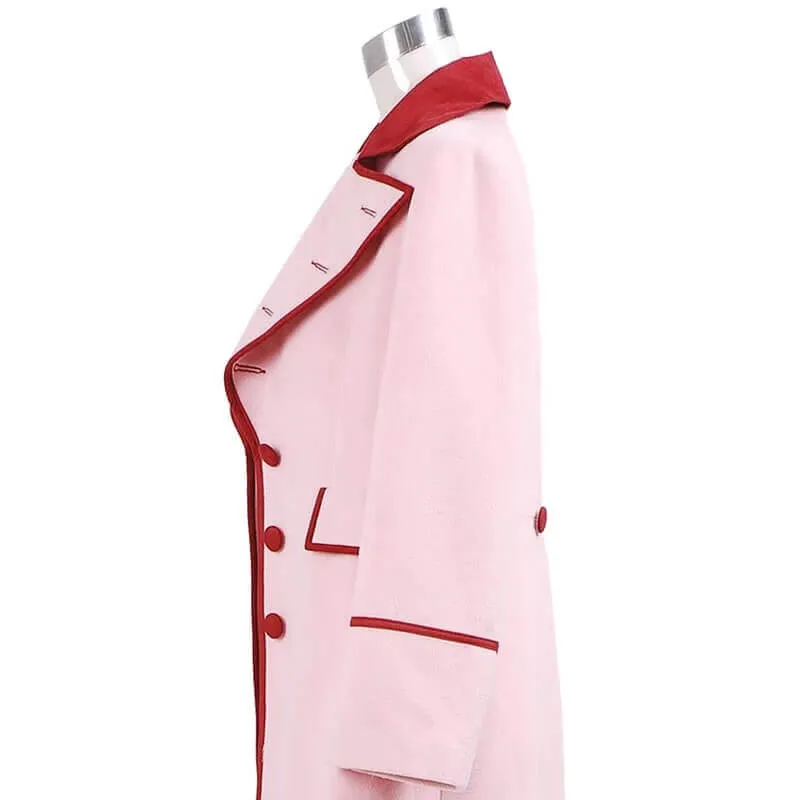 Doctor Who 5th Doctor Romana Long Pink Cashmere Trench Coat Cosplay Costume