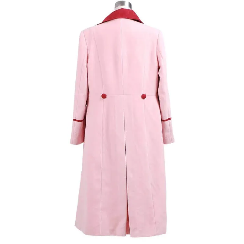 Doctor Who 5th Doctor Romana Long Pink Cashmere Trench Coat Cosplay Costume