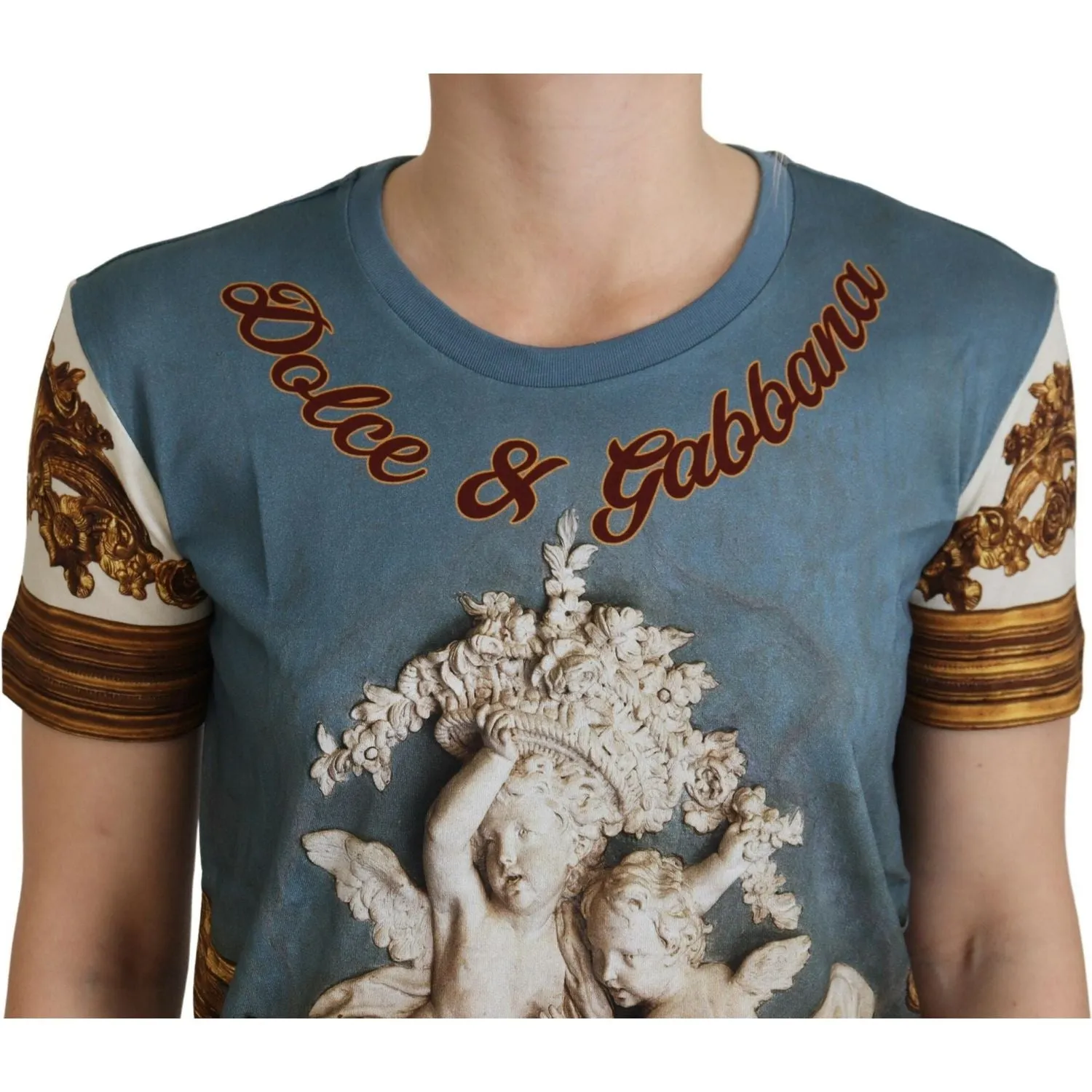 Dolce & Gabbana Chic Angel Print Casual Cotton Tee