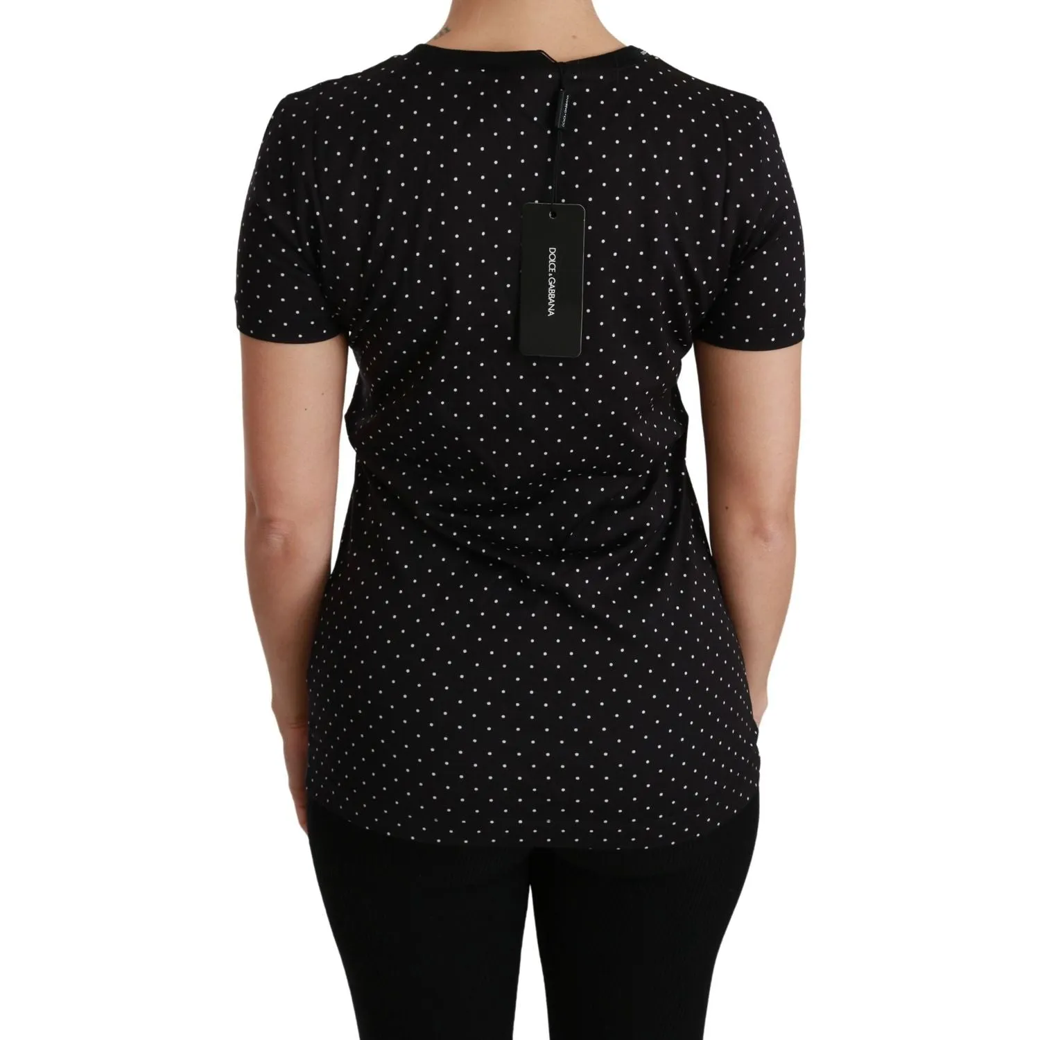 Dolce & Gabbana Chic Black Dotted Crewneck Cotton Tee