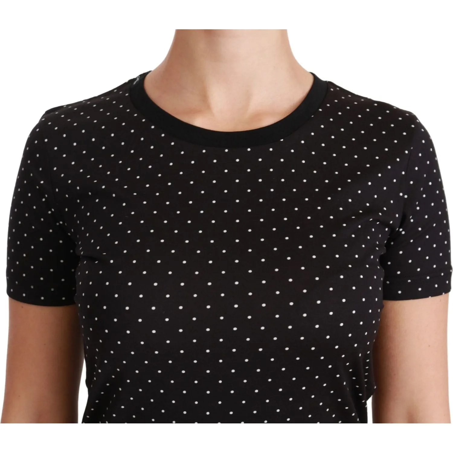 Dolce & Gabbana Chic Black Dotted Crewneck Cotton Tee