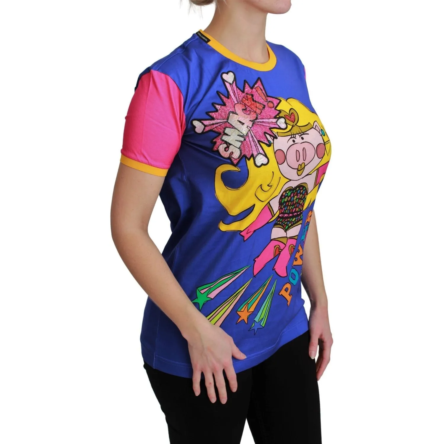 Dolce & Gabbana Chic Crewneck Cotton Tee with Supergirl Motive