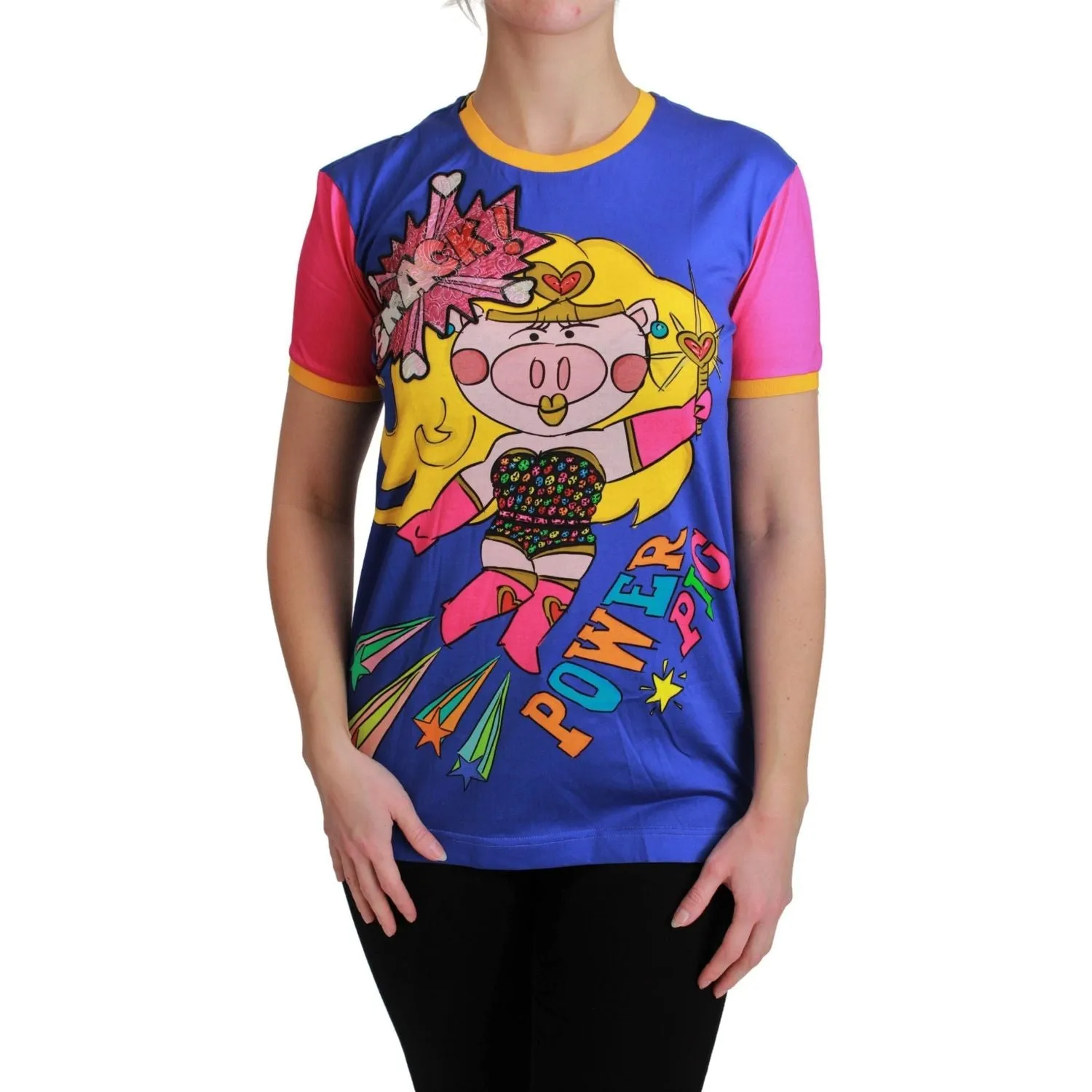 Dolce & Gabbana Chic Crewneck Cotton Tee with Supergirl Motive