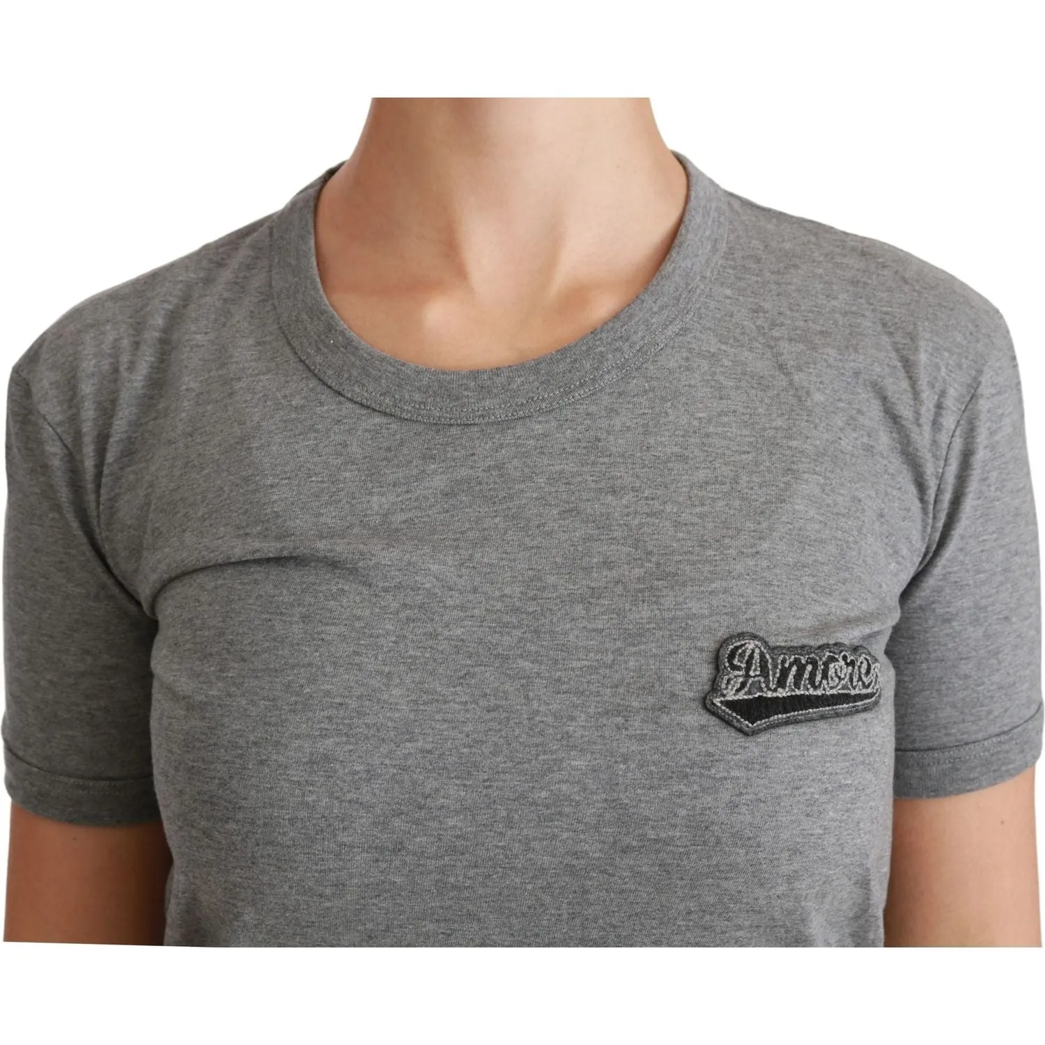 Dolce & Gabbana Chic Gray Amore Patch Crewneck Tee