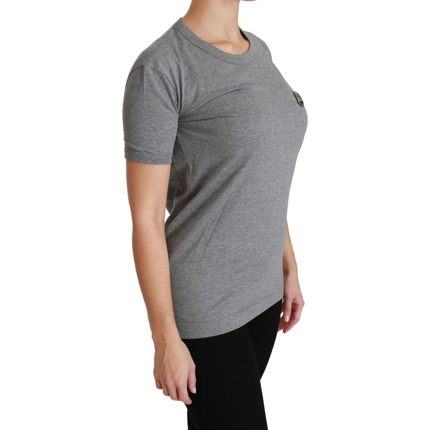 Dolce & Gabbana Chic Gray Amore Patch Crewneck Tee