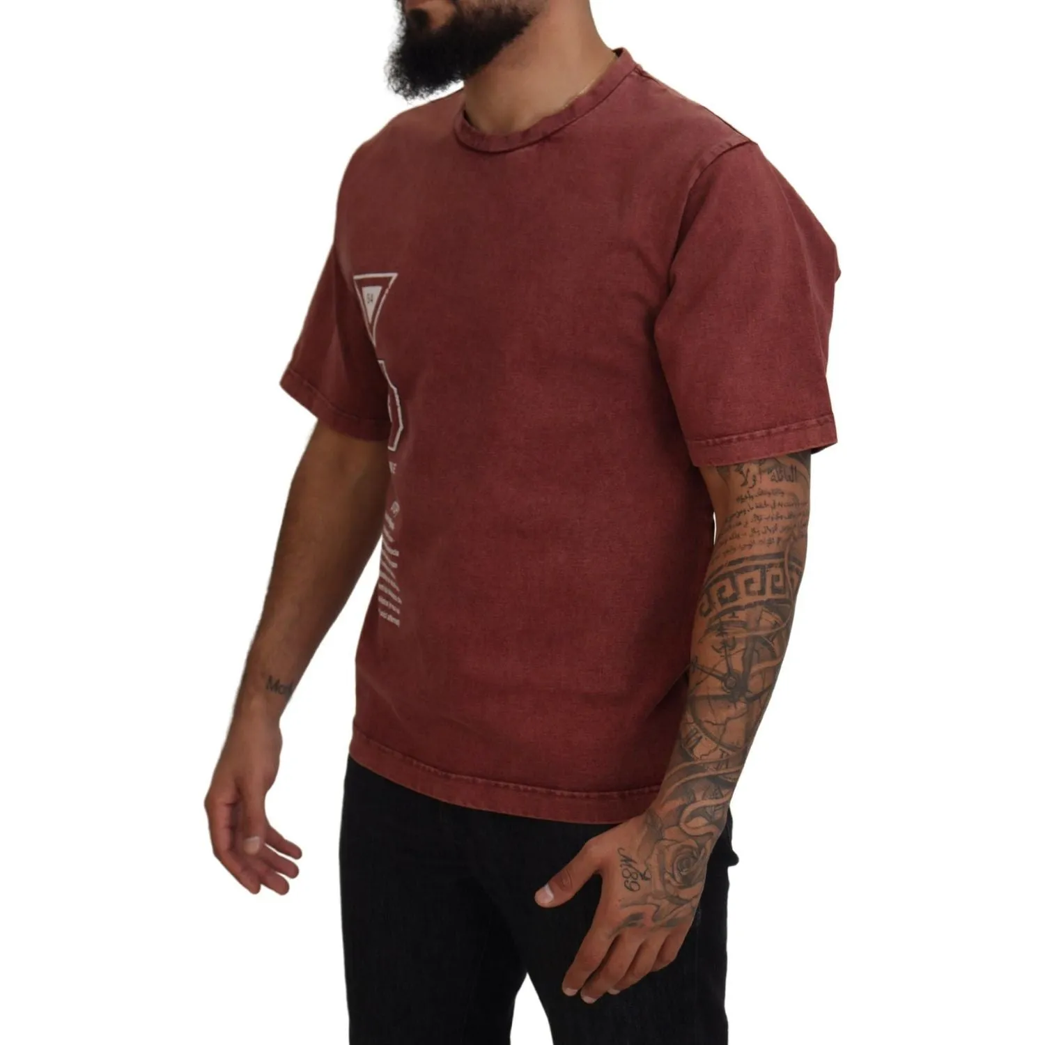 Dolce & Gabbana Elegant Maroon Printed Cotton Tee