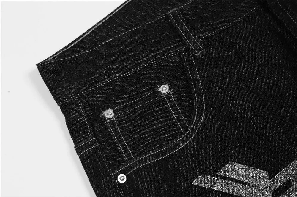 Dollar Print Black Denim Jeans