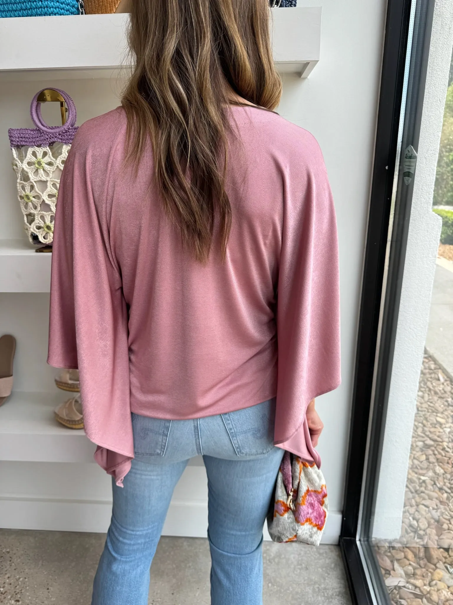 Dusty Rose Slinky Caftan Top